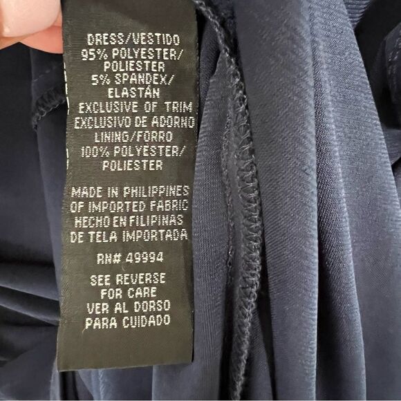 R&M Richards Dress Womens 6 Navy Blue Sleeveless Beaded Rhinestone Scoop Neck - Picture 7 of 7